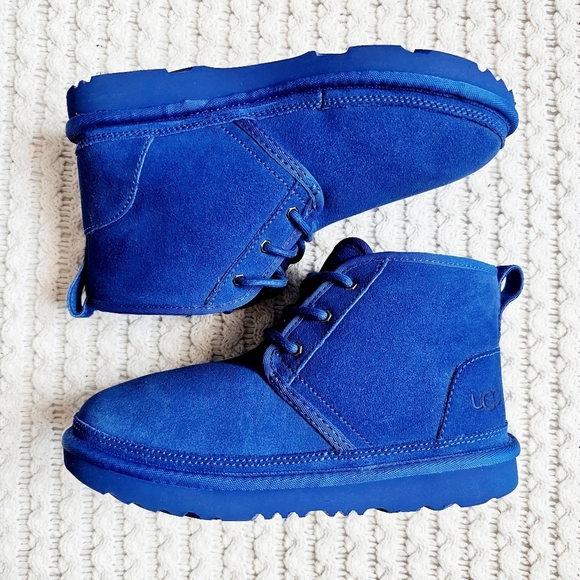 UGG Other - UGG Neumel II Chukka Boots Unisex Dive Blue Leather Suede Wool Lined Big Kid 3